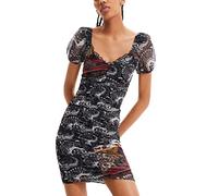 Desigual Woman Knit Dress Short Sleeve NAN, Nero, L Donna