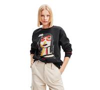 Desigual Woman Knit Sweat Long Sleeve Felpa, Nero, XS Donna