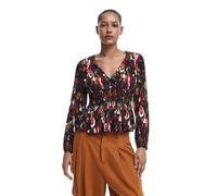 Desigual Woman Woven Blouse Long Sleeve, Nero, M Donna