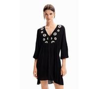 Desigual Woman Woven Dress 3/4 Sleeve NAN, Nero, XXL Donna