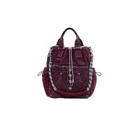 Desigual Zaino medio multi-posizione in denim e velluto rosso One Size