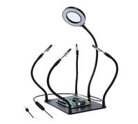 Desikixudy Strumento di Saldatura A Terzo Puntatore con 3 Luci di Ingrandimento LED Supporto per PCB 4 Stazioni di Saldatura con Braccio Flessibile per Riparazione di Gioielli di Saldatura Elettronica