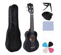 Desikixudy Ukulele 21 Pollici per Principianti, Ukulele di Tiglio per Chitarra Piccola 4 Corde con Clip per Borsa da Trasporto e 4 Plettri, Nero