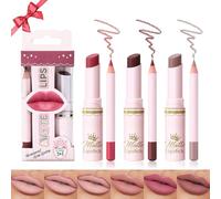 Desing Wish 3 Pezzi Opaco Rossetto Lunga Durata Kit Matita Rossetti Labbra Nudo Rosso Set Lucidalabbra Matite Labbra Rossetto liquido Lipgloss Lipstick Matte Trucco Regalo per Ragazza Donna Trucchi