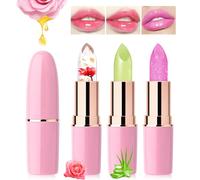Desing Wish 3 Pezzi Rossetto Cambia Colore Fiore Aloe Magico PH Glitter Lunga Durata Set Lucidalabbra Rossetti Kit Labbra Opaco Rosso Lipgloss Rossetto Volumizzante Lipstick Matte Trucco Regalo Donna