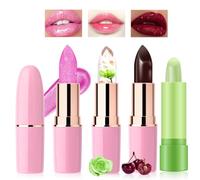 Desing Wish 4 Pezzi Rossetto Fiore Aloe Cambia Colore Magico PH Glitter Lunga Durata Set Lucidalabbra Rossetti Kit Labbra Opaco Rosso Lipgloss Rossetto Volumizzante Lipstick Matte Trucco Donna Regalo