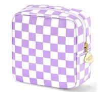 Desing Wish Piccola borsa per il trucco da 13 cm x 13 cm per borsa in materiale floccato mini borsa da viaggio con due tasche interne borse cosmetiche carine portatili per le donne, Quadri