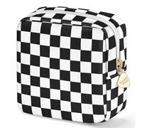 Desing Wish Piccola borsa per il trucco da 13 cm x 13 cm per borsa in materiale floccato mini borsa da viaggio con due tasche interne borse cosmetiche carine portatili per le donne, Scacchi