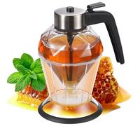 DESIOLE Dispenser per miele in vetro, senza gocciolamento, con supporto a forma di diamante, bellissimo sciroppo e zuccheriera