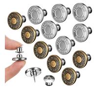 DESIOLE Set di 14 perni per jeans sciolti - No Sew, No Tools Needed! Pantaloni Button Tightener per vita, Reusable & Adjustable Metal Pants Buttons Kit