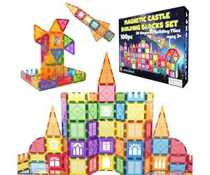 Desire Deluxe Giochi di costruzione magnetici - 100 PCS Piastrelle e Blocchi Magnetici Bambini, Giocattolo Educativo STEM 3+ anni, Set Creativi per Costruire, Apprendimento Forme & Colori