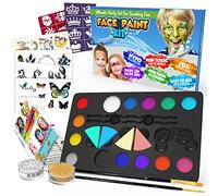 Desire Deluxe Kit Truccabimbi Set Colori per il Viso Tavolozza con Glitter, Stencil e Tatuaggi per Bambini, Ragazzi e Ragazze Regalo Perfetto per Halloween, Natale, Compleanno e Feste
