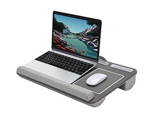 Desire2 Scrivania per computer in legno con cuscini, tavolo ergonomico per casa e ufficio, tavolo portatile e supporto per notebook, accessorio da scrivania per computer con tappetino per mouse