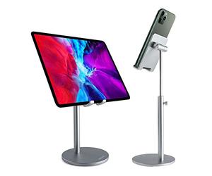 Desire2 Supporto in alluminio regolabile multi-angolo universale per Tablet e Smartphone - Argento