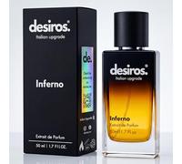 Desiros Inferno - Estratto di Profumo Uomo Italiano a Lunga Durata Intenso Elixir - Perfume di Marca - Parfum con Note Agrumate, Fresche, Legnose - 25% di Oli Essenziali - Regalo Uomo - 50ml
