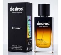 Desiros Inferno - Estratto di Profumo Uomo Italiano Seducente a Lunga Durata Intenso Elixir - Parfum con Note Agrumate, Fresche, Legnose - 25% di Oli Essenziali - Regalo Uomo - 100ml