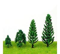 Desiumite 50 alberi modellini per modellini in scala OO, treno, ferrovia, paesaggio, diorama, paesaggio, fai da te, fogliame in plastica verde, per costruire giochi di guerra, tavolo di sabbia e
