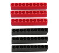 Desiumite 6 cacciaviti a 10 fori per cacciavite con gambo nero da 1/4 di pollice, in plastica rossa, organizer per riporre punte da trapano, supporto esagonale (3 ciascuno)