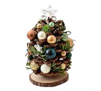 Desiumite Albero di Natale artificiale in legno con un aspetto naturale a forma di pigna, dimensioni compatte per piccoli spazi, progettato per migliorare l'atmosfera delle vacanze anno dopo anno (C)