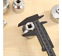 Desiumite Calibro in plastica 0150 mm, gadget di misurazione con corsoio interno, per la scuola di gioielli e misure antiche, include doppio misuratore di profondità esterno, materiale ABS (nero)