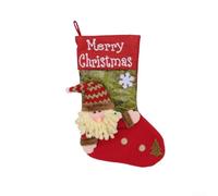 Desiumite Calze natalizie 3D Prich, con Babbo Natale, pupazzo di neve e renna, grandi e morbide, rosse, per decorare caminetto o albero (modello precedente M1-25)