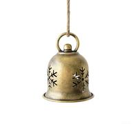 Desiumite Campana ornamentale in metallo con motivo fiocco di neve e corda di iuta da appendere, progettata per decorazioni invernali in vari ambienti domestici, interni ed esterni (campana da neve)
