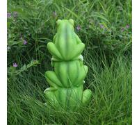 Desiumite Decorazione a forma di rana in resina per giardino, patio ed esterni, stravagante statua a forma di animale con design resistente alle intemperie di lunga durata, decorazione verde per prato