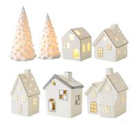 Desiumite Decorazione natalizia a forma di casa delle nevi con luce integrata alimentata da batteria a bottone, perfetta per creare un bagliore festivo su alberi di Natale o altre aree decorative per