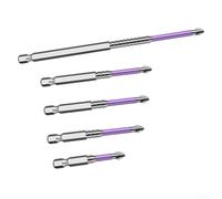 Desiumite K5 Set di cacciaviti magnetici a croce PH2 antiscivolo cromati con struttura in lega di acciaio, durezza 62HRC, per trapano elettrico a mano e coppia elevata (50-65-70-90-150)