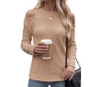 Desiumite Maglietta Donna Manica Lunga Collo Tondo Estiva Casual | Collo tondo classico, maniche lunghe protettive, taglio regular fit, ideale per estate, per stile casual