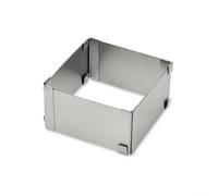 Desiumite Mousse regolabile in acciaio inox per decorazione torte, quadrato da 10,2 a 15,2 cm a 15,2 - 27,9 cm, tiramisù e mousse, cottura per anello per la casa (10,2-15,2 cm)
