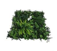 Desiumite Pannelli da parete con fiori artificiali, 50 x 50 cm, resistenti ai raggi UV, realistici, foglie verdi, decorazione per interni ed esterni, sicuro per animali domestici, verde a bassa
