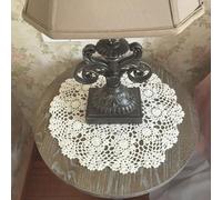 Desiumite Piccola tovaglia rotonda in pizzo, 50 cm, in cotone lavorato all'uncinetto, motivo floreale, per casa, sala da pranzo, bar, hotel, design scavato a mano, macchina (bianco)