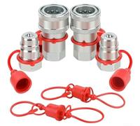 Desiumite Raccordi idraulici a disconnessione rapida ISO7241-A NPT 1/2 1/4 3/8 in acciaio al carbonio 3600 PSI con copertura antipolvere (NPT1/2)