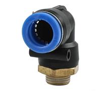 Desiumite Raccordo rapido a gomito pneumatico in ottone e plastica per utensili pneumatici, adattatore a L girevole a 360° con nastro sigillante prerivestito, filettatura PL4-16 (PL16-03)