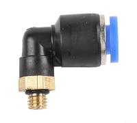 Desiumite Raccordo rapido a gomito pneumatico in ottone e plastica per utensili pneumatici, adattatore a L girevole a 360° con nastro sigillante prerivestito, filettatura PL4-16, (per PL6-M5)