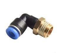 Desiumite Raccordo rapido a gomito pneumatico in ottone e plastica per utensili pneumatici, adattatore a L girevole a 360° con nastro sigillante prerivestito, filettatura PL4-16, (per PL6-02)