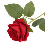 Desiumite Rose artificiali in seta a stelo singolo, 51 cm, decorazione per arco nuziale, soggiorno o giardino, scelta di sei colori rosso brillante (rosso brillante)