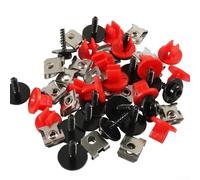 Desiumite Set di 10 viti a testa Torx T30 con dadi a U e fibbie in plastica rossa per protezione antispruzzo motore sottoscocca - Compatibile con C-Max