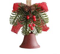 Desiumite Set di decorazioni a forma di pigna, in legno naturale e metallo, per interni, casa, porta e finestra, decorazione per albero, set da 2 pezzi (rosso)