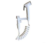 Desiumite Shattaf - Kit spray per bidet per WC, doccia portatile in plastica ABS con ingresso da 1/2", doppia uscita, gancio per appendere senza forare, lungo (sku)