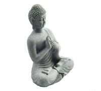 Desiumite Statua di Buddha seduto in resina per ornamento da giardino esterno, decorazione per prato effetto pietra zen, scultura per patio interno, finitura naturale non rivestita, 4 x 8 x 12 cm (C)