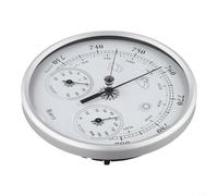 Desiumite Stazione meteorologica 3 in 1 in metallo da 130 mm con termometro, igrometro e barometro, misuratore di pressione analogica per temperatura interna e umidità, indicatore meteorologico