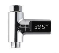 Desiumite Termometro digitale autoalimentato per doccia con monitor della temperatura dell'acqua in tempo reale, display girevole a 360° e adatto a tubi standard da 1/2"