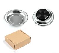 Desiumite Vassoio magnetico rotondo in acciaio inox per attrezzi da garage, dimensioni 7,6 cm, 10,2 cm, 15,2 cm, con base magnetica resistente e fondo in PVC antigraffio, design circolare (B)