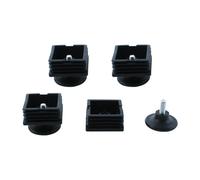 Desk Adjustable Leveling Foot Square Tube Insert Black 50mm x 50mm 4 Sets