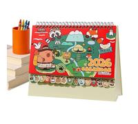 Desk Calendar - 2026 Capybara Illustration Decorative Planner | Stand Up Desk Calendar | and Functional Organizer for Kids, Adulti, Boys, Girls | Home, Apartment, Office, School, Classroom