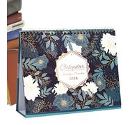 Desk Calendar, Aesthetic Spiral-Bound Planner, Floral Organizer Pad, Decorative Monthly Scheduler for Women, Home, Living Room Offices, School, Kids, Family, Fridge Display