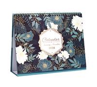 Desk Calendar, Desktop Planner, 9,84 x 10,04 x 0,63 pollici, Spiral-Bound Organizer, Floral Decorative Design, Monthly View Layout, Ideal for Home, Office, School, Classroom, Fridge Use, Floral Purple