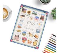 Desk Calendar Planner - Spiral Monthly Daily Date Organizer for School Office Home Work Kids | Thick Paper with Clear Grid Layout, Compact Stand Design, Easy Note Writing and Schedule Tracking